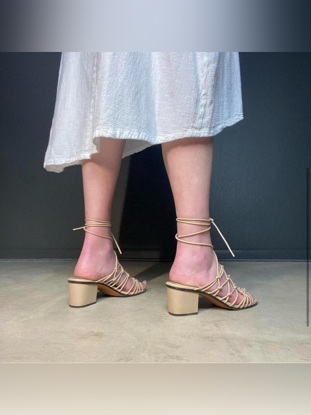 Chloé 'Jamie' Knot Wrap Sandal in Cream size 38.5 - Picture 2 of 16